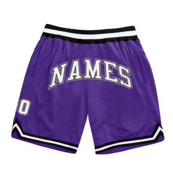 Custom Purple White Black Authentic Throwback Basketball Shorts