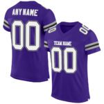 Custom Purple White Gray Mesh Authentic Football Jersey