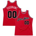 Custom Red Black Red Authentic Throwback Basketball Jersey
