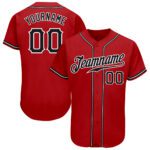 Custom Red Black White Authentic Baseball Jersey
