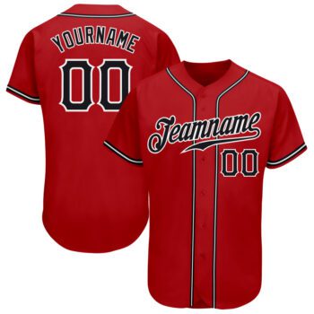 Custom Red Black White Authentic Baseball Jersey
