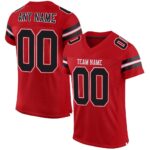 Custom Red Black White Mesh Authentic Football Jersey