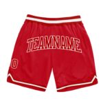 Custom Red Red White Authentic Throwback Basketball Shorts