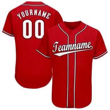 Custom Red White Black Baseball Jersey
