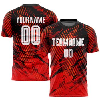 Custom Red White Black Sublimation Soccer Uniform Jersey