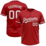 Custom Red White Two Button Unisex Softball Jersey