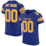 Custom Royal Gold White Mesh Authentic Football Jersey