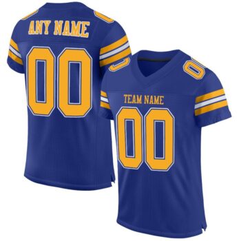 Custom Royal Gold White Mesh Authentic Football Jersey