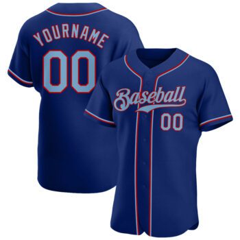 Custom Royal Light Blue Red Authentic Baseball Jersey