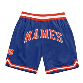 Custom Royal Orange White Authentic Throwback Basketball Shorts