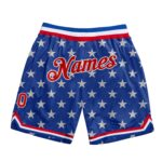 Custom Royal Red White 3d Pattern Design American Flag Authentic Basketball Shorts