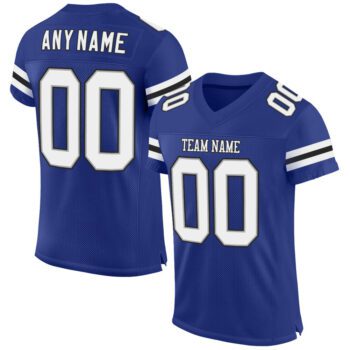 Custom Royal White Black Mesh Authentic Football Jersey