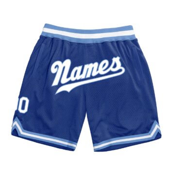 Custom Royal White Light Blue Authentic Throwback Basketball Shorts