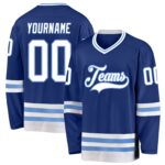 Custom Royal White Light Blue Hockey Jersey