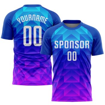 Custom Royal White Light Blue Hot Pink Sublimation Soccer Uniform Jersey