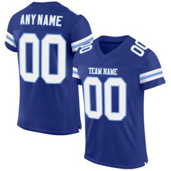 Custom Royal White Light Blue Mesh Authentic Football Jersey