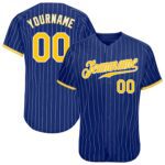 Custom Royal White Pinstripe Gold White Authentic Baseball Jersey