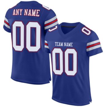 Custom Royal White Red Mesh Authentic Football Jersey