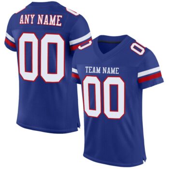 Custom Royal White Red Mesh Authentic Football Jersey
