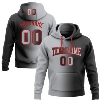 Custom Stitched Black Gray Red Gradient Fashion Sports Pullover Sweatshirt Hoodie