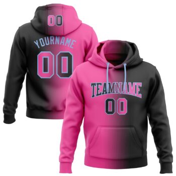 Custom Stitched Black Pink Light Blue Gradient Fashion Sports Pullover Sweatshirt Hoodie
