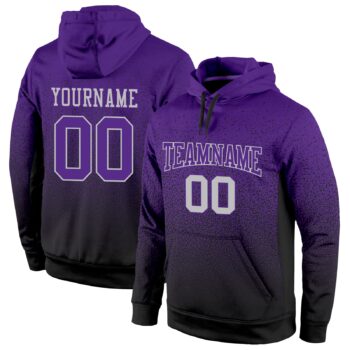 Custom Stitched Black Purple Gray Fade Fashion Sports Pullover Sweatshirt Hoodie