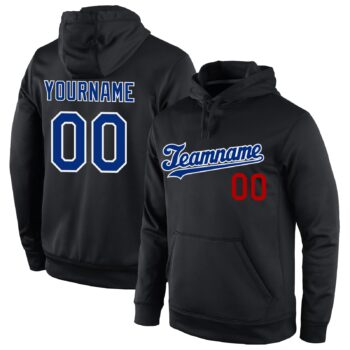 Custom Stitched Black Royal Red Sports Pullover Sweatshirt Hoodie