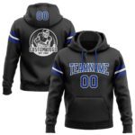 Custom Stitched Black Royal White Football Pullover Sweatshirt Hoodie