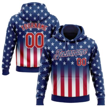 Custom Stitched Blue Red White 3d American Flag Fashion Sports Pullover Sweatshirt Hoodie