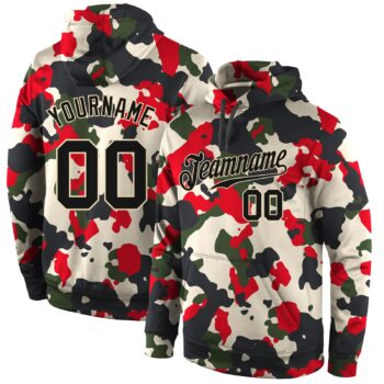Custom Stitched Camo Black Cream Sports Pullover Sweatshirt Salute To Service Hoodie