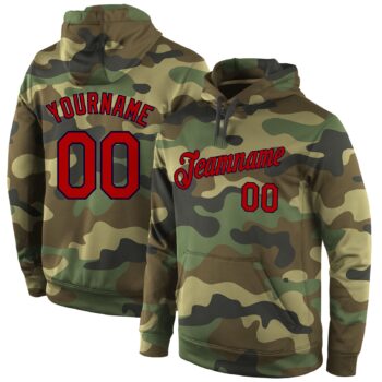Custom Stitched Camo Red Navy Sports Pullover Sweatshirt Salute To Service Hoodie