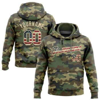 Custom Stitched Camo Vintage Usa Flag Cream Sports Pullover Sweatshirt Salute To Service Hoodie