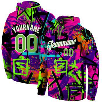 Custom Stitched Graffiti Pattern Neon Green White 3d Sports Pullover Sweatshirt Hoodie