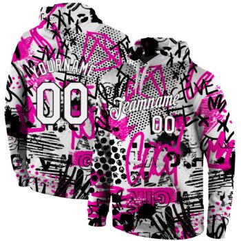 Custom Stitched Graffiti Pattern White Black 3d Sports Pullover Sweatshirt Hoodie
