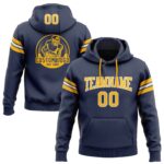 Custom Stitched Navy Gold White Football Pullover Sweatshirt Hoodie