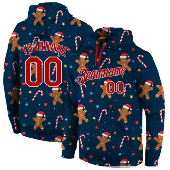 Custom Stitched Navy Red White Christmas 3d Sports Pullover Sweatshirt Hoodie