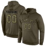 Custom Stitched Olive Camo Black Sports Pullover Sweatshirt Salute To Service Hoodie