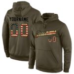 Custom Stitched Olive Vintage Usa Flag Black Sports Pullover Sweatshirt Salute To Service Hoodie