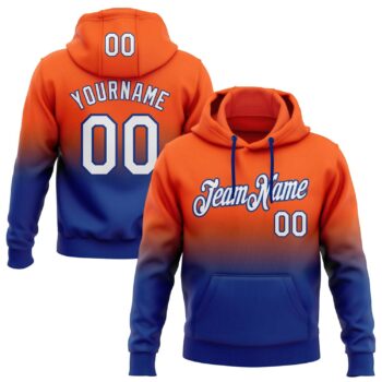 Custom Stitched Orange White Royal Fade Fashion Sports Pullover Sweatshirt Hoodie