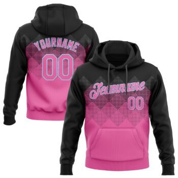 Custom Stitched Pink Pink Black Light Blue 3d Pattern Design Sports Pullover Sweatshirt Hoodie