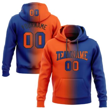 Custom Stitched Royal Orange Black Gradient Fashion Sports Pullover Sweatshirt Hoodie