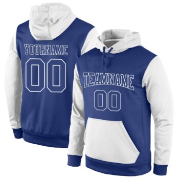 Custom Stitched Royal Royal White Sports Pullover Sweatshirt Hoodie
