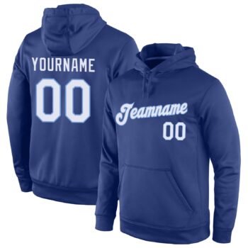 Custom Stitched Royal White Light Blue Sports Pullover Sweatshirt Hoodie