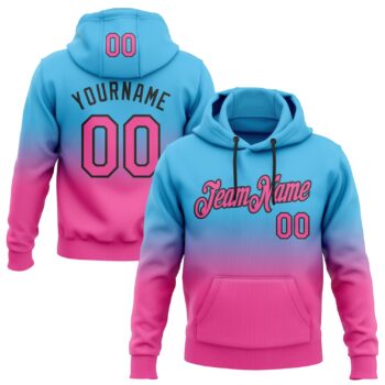 Custom Stitched Sky Blue Pink Black Fade Fashion Sports Pullover Sweatshirt Hoodie