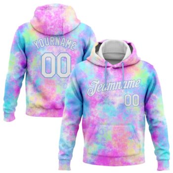 Custom Stitched Tie Dye White Light Blue 3d Watercolor Gradient Sports Pullover Sweatshirt Hoodie