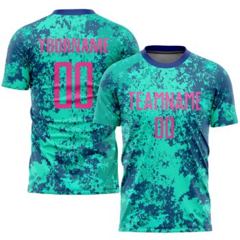 Custom Teal Pink Royal Sublimation Soccer Uniform Jersey