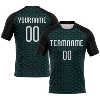 Custom Teal White Black Geometric Shape Sublimation Volleyball Uniform Jersey