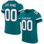 Custom Teal White Black Mesh Authentic Football Jersey