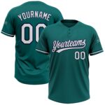 Custom Teal White Navy Two Button Unisex Softball Jersey