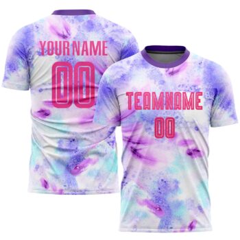 Custom Tie Dye Pink Purple Sublimation Soccer Uniform Jersey
